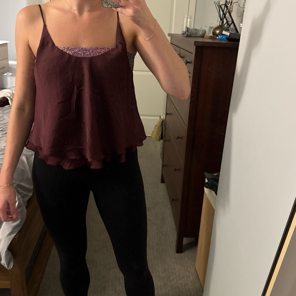 Free People Burgundy Camisole Top